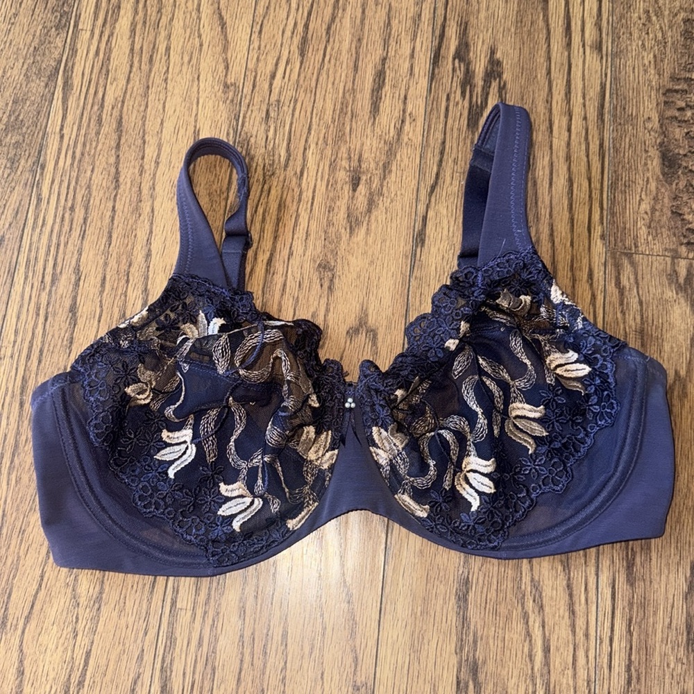 Wacoal Lace Bra 36DD 85569 underwire unlined comfy coverage floral sexy casual - Picture 2 of 9